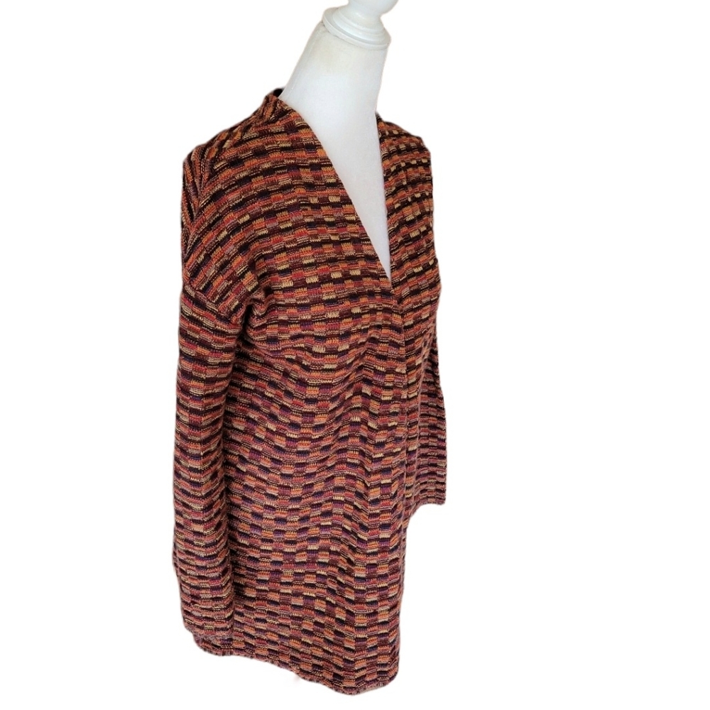 alice + olivia | Cashmere Wool Blend Rustic Multicolor Open Cardigan Small - Picture 3 of 8